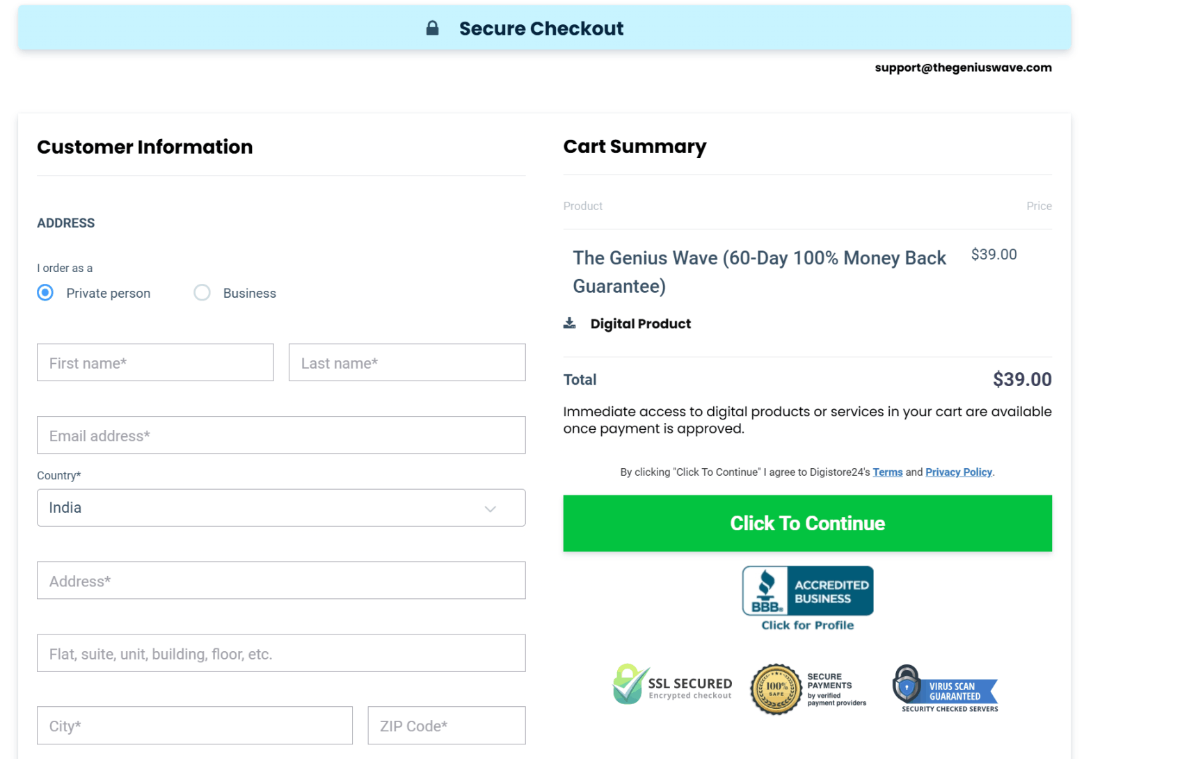 the-genius-wave-checkout-page